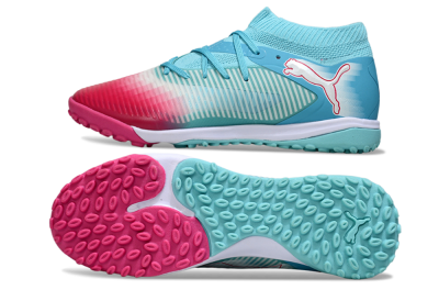 Men's Puma Future 8 Ultimate TF Artificial Turf Low-Tops Football Shoes - Aqua/Coral Pink/Soft Blue