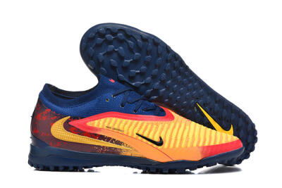 Men's Nike Phantom 6 Low Elite TF Artificial Turf Low-Tops Football Shoes - Yellow/Fiery Red/Navy Blue