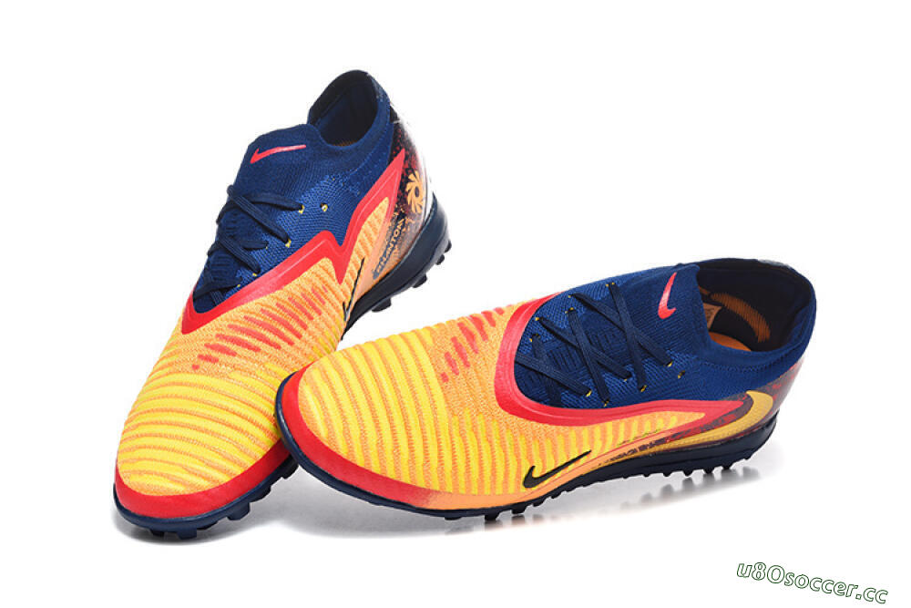Men's Nike Phantom 6 Low Elite TF Artificial Turf Low-Tops Football Shoes - Yellow/Fiery Red/Navy Blue 6