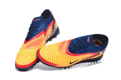 Men's Nike Phantom 6 Low Elite TF Artificial Turf Low-Tops Football Shoes - Yellow/Fiery Red/Navy Blue