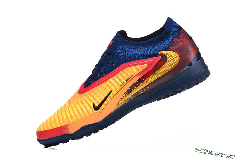 Men's Nike Phantom 6 Low Elite TF Artificial Turf Low-Tops Football Shoes - Yellow/Fiery Red/Navy Blue 8
