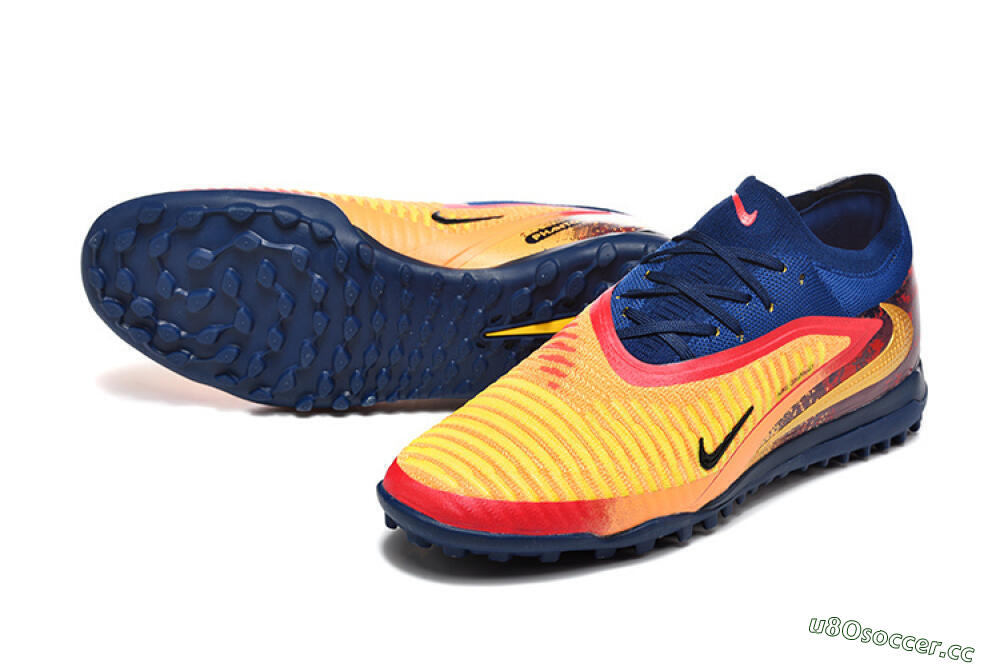 Men's Nike Phantom 6 Low Elite TF Artificial Turf Low-Tops Football Shoes - Yellow/Fiery Red/Navy Blue 3