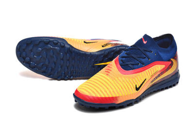 Men's Nike Phantom 6 Low Elite TF Artificial Turf Low-Tops Football Shoes - Yellow/Fiery Red/Navy Blue