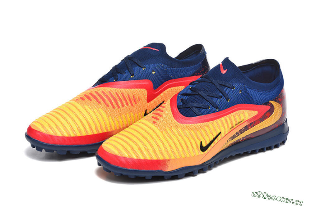 Men's Nike Phantom 6 Low Elite TF Artificial Turf Low-Tops Football Shoes - Yellow/Fiery Red/Navy Blue 5