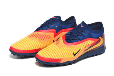 Men's Nike Phantom 6 Low Elite TF Artificial Turf Low-Tops Football Shoes - Yellow/Fiery Red/Navy Blue