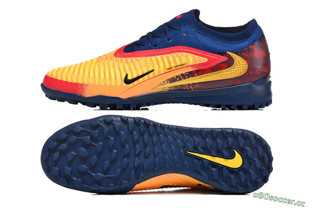 Men's Nike Phantom 6 Low Elite TF Artificial Turf Low-Tops Football Shoes - Yellow/Fiery Red/Navy Blue 1