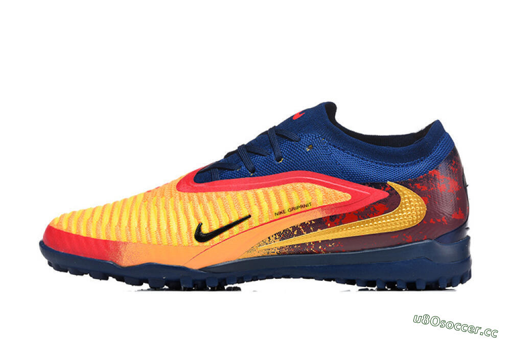 Men's Nike Phantom 6 Low Elite TF Artificial Turf Low-Tops Football Shoes - Yellow/Fiery Red/Navy Blue 0