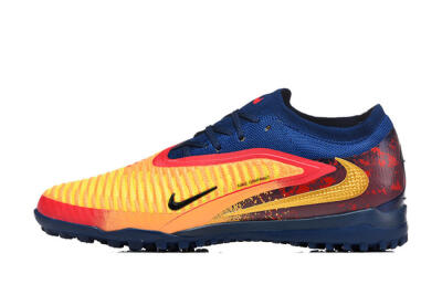 Men's Nike Phantom 6 Low Elite TF Artificial Turf Low-Tops Football Shoes - Yellow/Fiery Red/Navy Blue