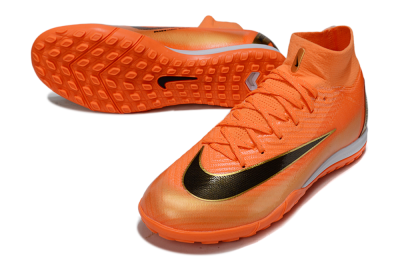 Unisex Nike Air Zoom Mercurial Superfly 10 Elite TF Artificial Turf High-Tops Football Shoes - Orange/Bright Blaze/Black Gold