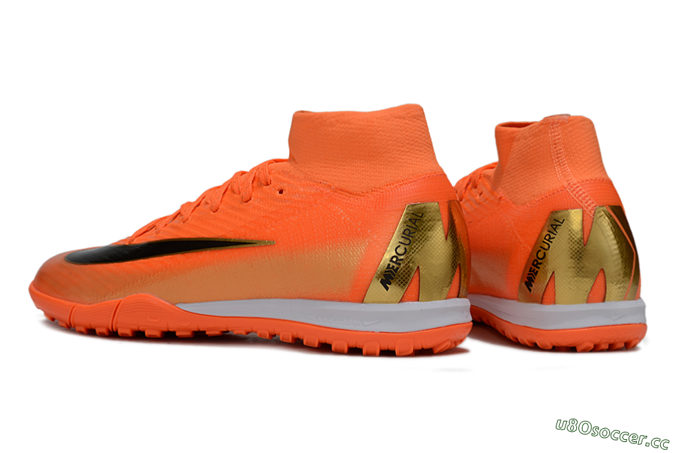 Unisex Nike Air Zoom Mercurial Superfly 10 Elite TF Artificial Turf High-Tops Football Shoes - Orange/Bright Blaze/Black Gold 4