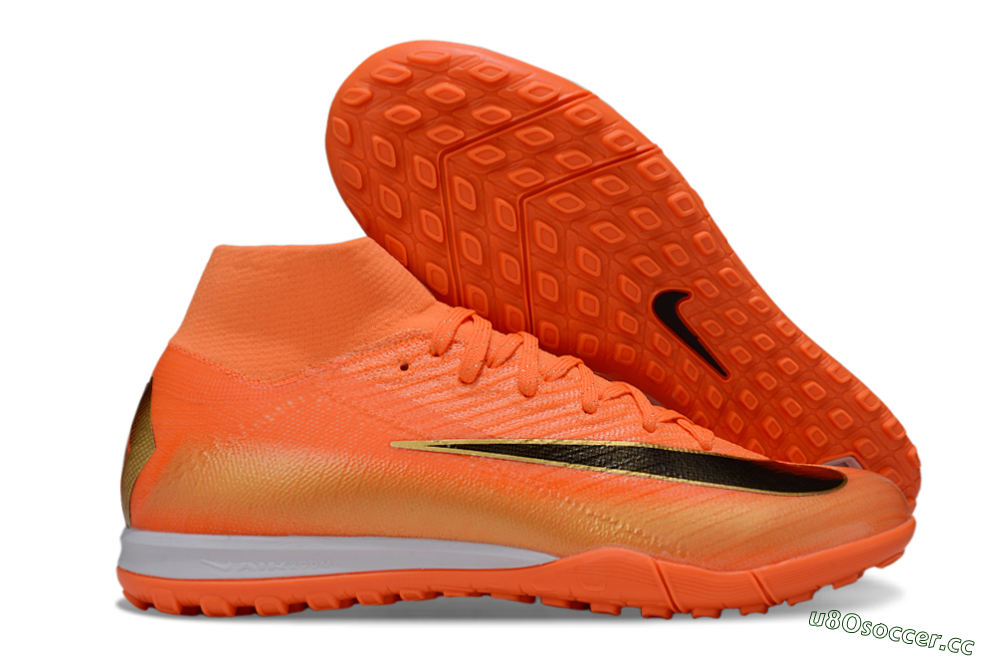 Unisex Nike Air Zoom Mercurial Superfly 10 Elite TF Artificial Turf High-Tops Football Shoes - Orange/Bright Blaze/Black Gold 2