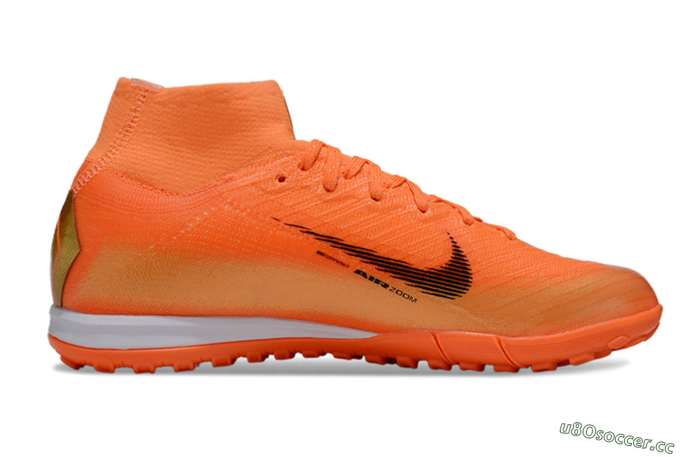 Unisex Nike Air Zoom Mercurial Superfly 10 Elite TF Artificial Turf High-Tops Football Shoes - Orange/Bright Blaze/Black Gold 5