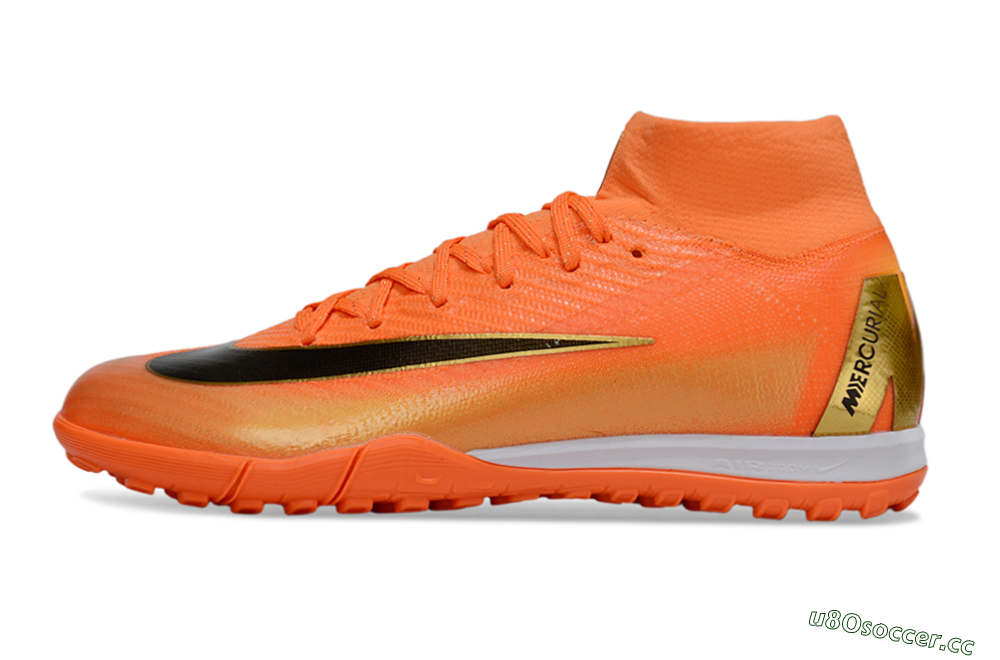 Unisex Nike Air Zoom Mercurial Superfly 10 Elite TF Artificial Turf High-Tops Football Shoes - Orange/Bright Blaze/Black Gold 0