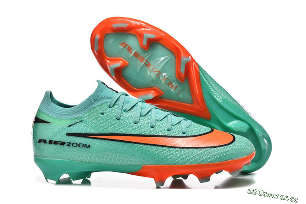 Unisex Nike Air Zoom Mercurial Vapor 16 Elite FG Firm Ground Low-Tops Football Boots - Green/Aqua Splash/Coral Burst 2