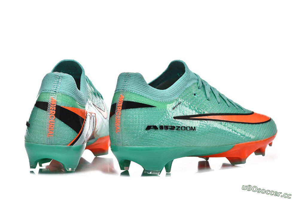 Unisex Nike Air Zoom Mercurial Vapor 16 Elite FG Firm Ground Low-Tops Football Boots - Green/Aqua Splash/Coral Burst 5