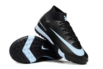 Kids Nike Air Zoom Mercurial Superfly 10 Elite TF Artificial Turf High-Tops Football Shoes - Black/Sky Blue/Black