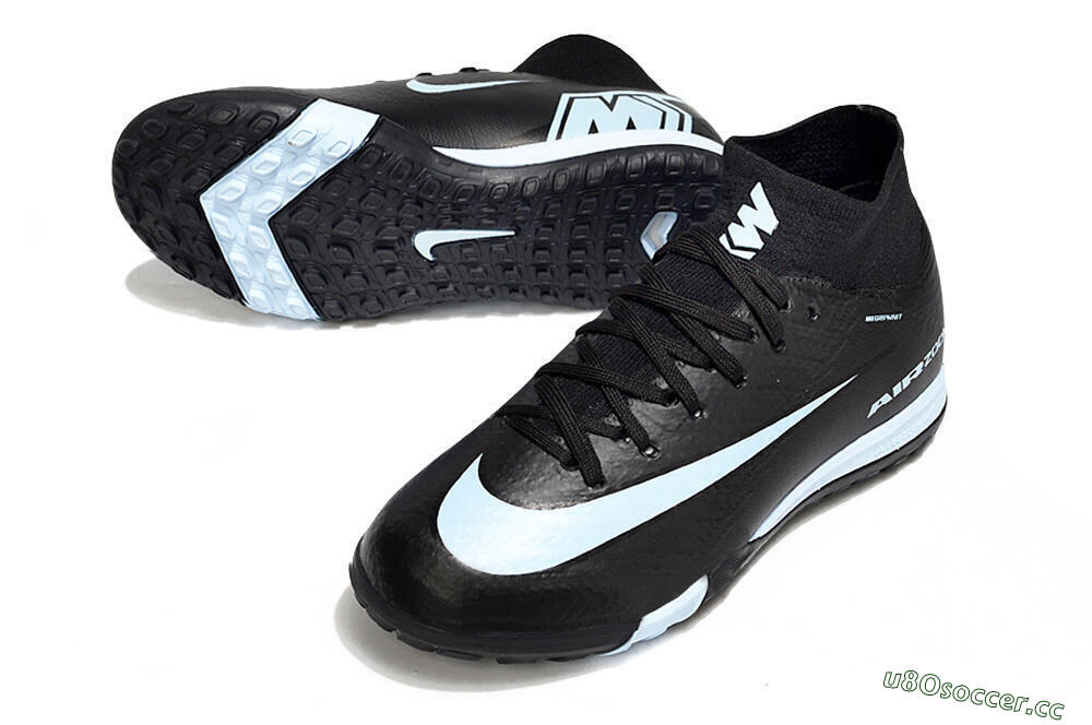 Kids Nike Air Zoom Mercurial Superfly 10 Elite TF Artificial Turf High-Tops Football Shoes - Black/Sky Blue/Black 3