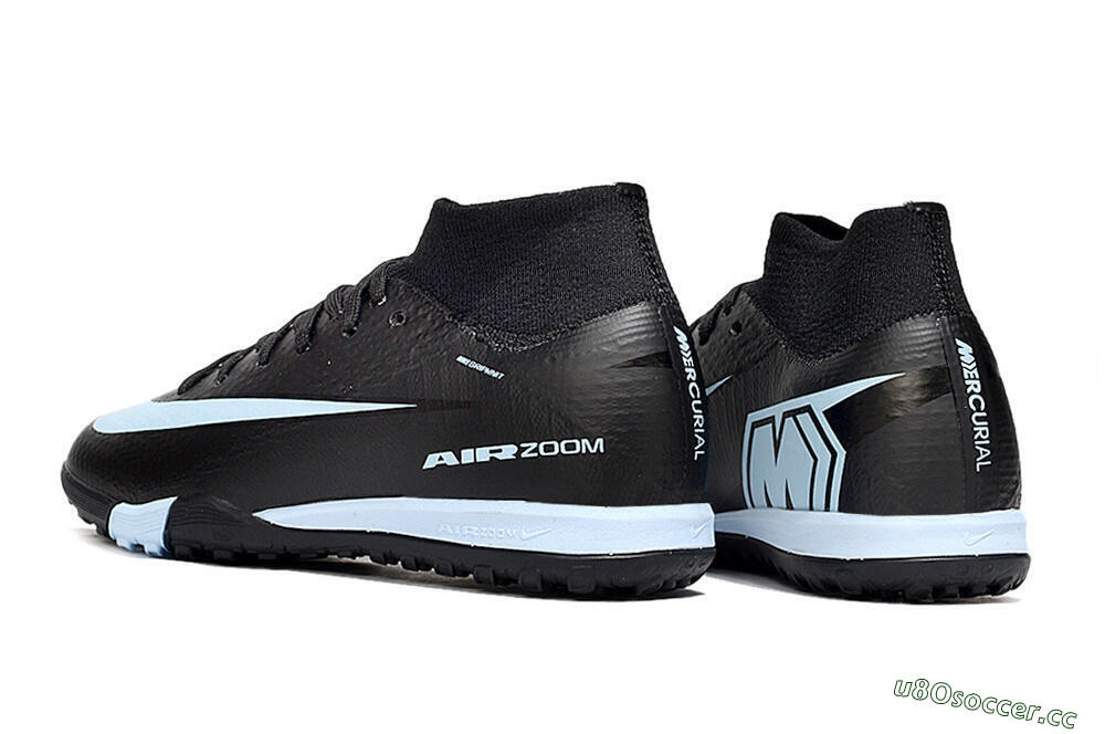 Kids Nike Air Zoom Mercurial Superfly 10 Elite TF Artificial Turf High-Tops Football Shoes - Black/Sky Blue/Black 4