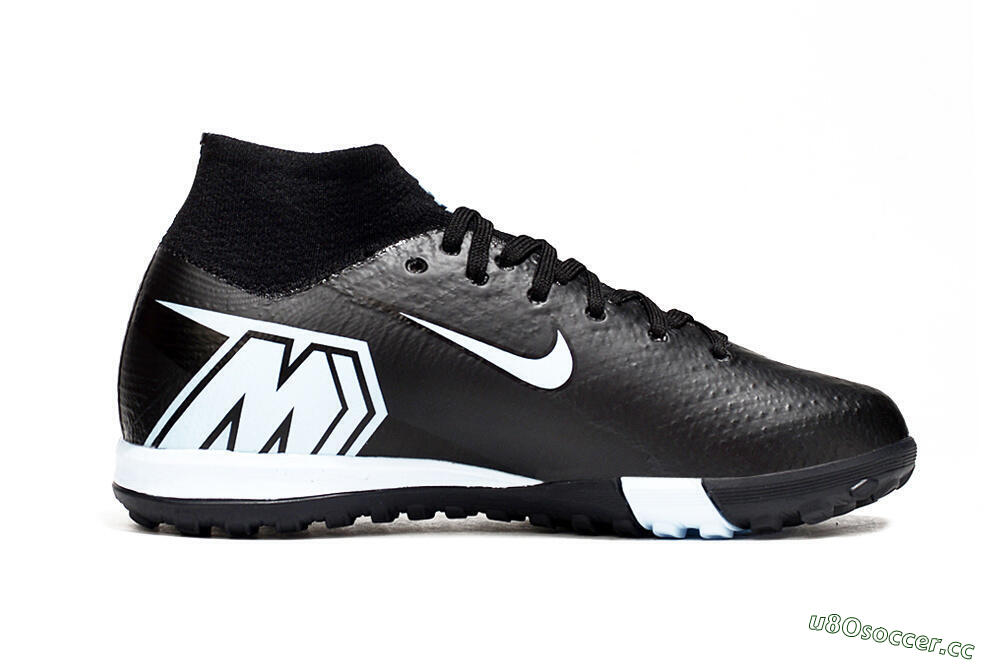 Kids Nike Air Zoom Mercurial Superfly 10 Elite TF Artificial Turf High-Tops Football Shoes - Black/Sky Blue/Black 5