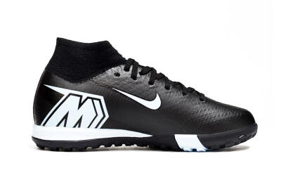 Kids Nike Air Zoom Mercurial Superfly 10 Elite TF Artificial Turf High-Tops Football Shoes - Black/Sky Blue/Black