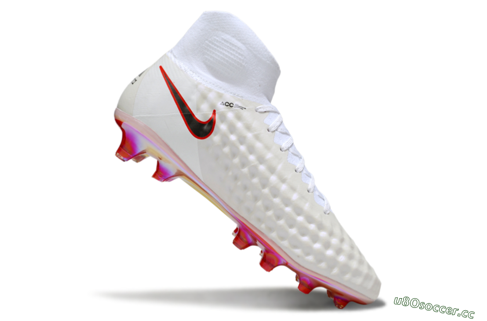 Men's Nike Magista Orden 2 FG Firm Ground High-Tops Football Boots - White/Fiery Red/Black 5