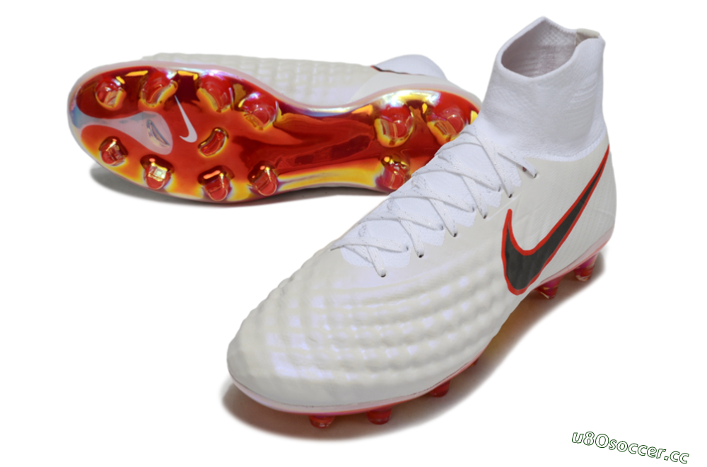 Men's Nike Magista Orden 2 FG Firm Ground High-Tops Football Boots - White/Fiery Red/Black 4