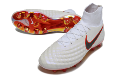 Men's Nike Magista Orden 2 FG Firm Ground High-Tops Football Boots - White/Fiery Red/Black