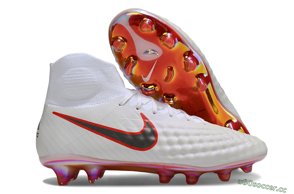 Men's Nike Magista Orden 2 FG Firm Ground High-Tops Football Boots - White/Fiery Red/Black 2