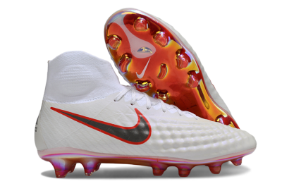 Men's Nike Magista Orden 2 FG Firm Ground High-Tops Football Boots - White/Fiery Red/Black