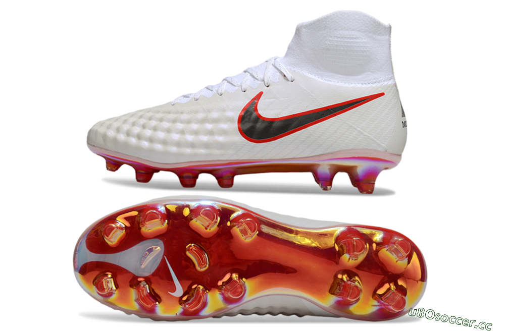 Men's Nike Magista Orden 2 FG Firm Ground High-Tops Football Boots - White/Fiery Red/Black 1