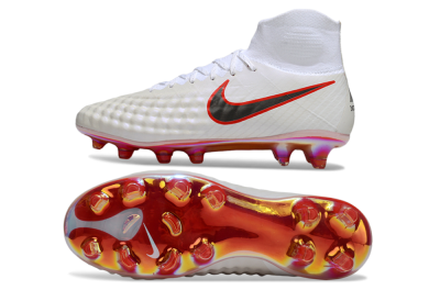 Men's Nike Magista Orden 2 FG Firm Ground High-Tops Football Boots - White/Fiery Red/Black