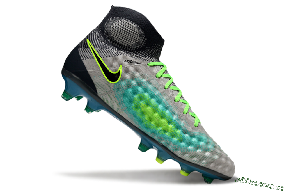 Men's Nike Magista Orden 2 FG Firm Ground High-Tops Football Boots - Gray/Neon Green/Black 5