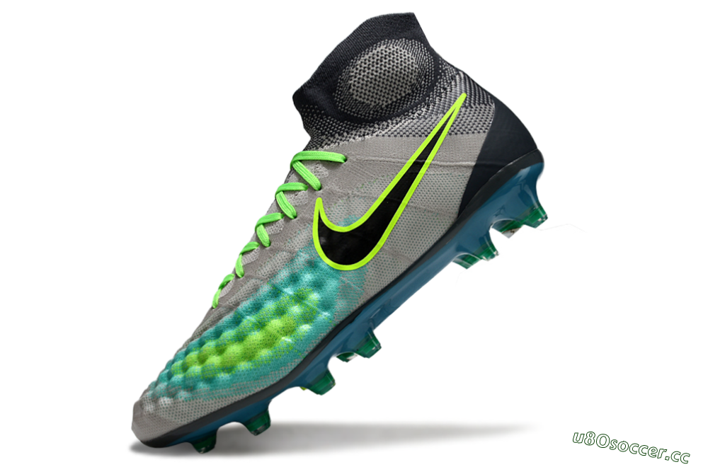 Men's Nike Magista Orden 2 FG Firm Ground High-Tops Football Boots - Gray/Neon Green/Black 6