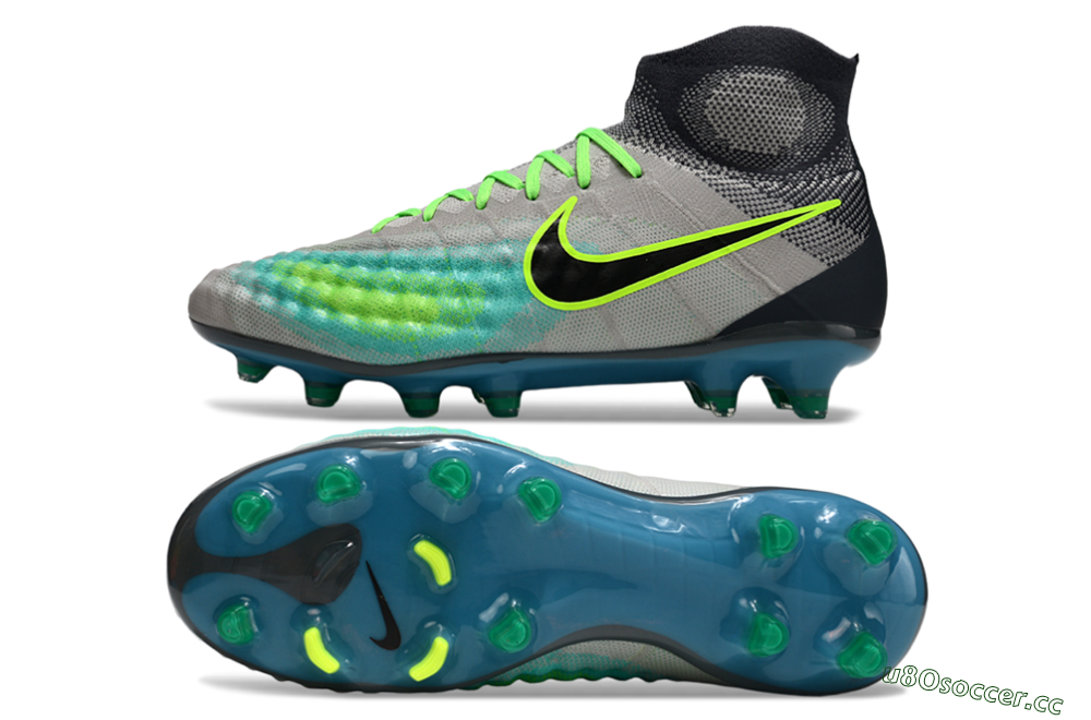 Men's Nike Magista Orden 2 FG Firm Ground High-Tops Football Boots - Gray/Neon Green/Black 1