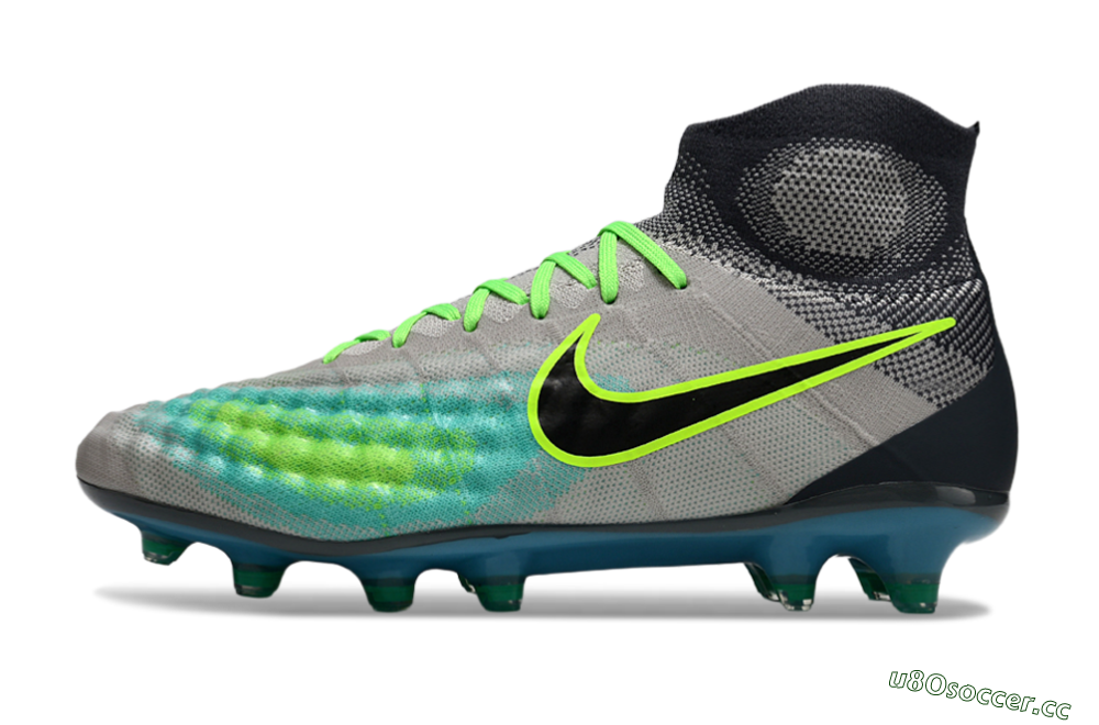 Men's Nike Magista Orden 2 FG Firm Ground High-Tops Football Boots - Gray/Neon Green/Black 0