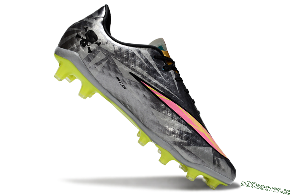 Men's Nike Hypervenom Phantom FG Firm Ground Low-Tops Football Boots - Gray/Neon Yellow/Metallic Silver 5