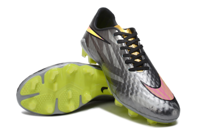 Men's Nike Hypervenom Phantom FG Firm Ground Low-Tops Football Boots - Gray/Neon Yellow/Metallic Silver