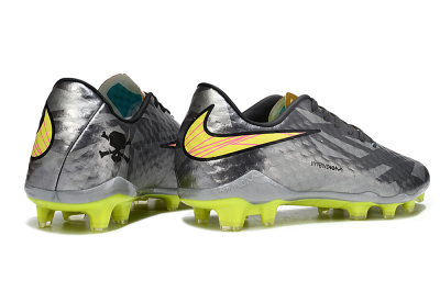 Men's Nike Hypervenom Phantom FG Firm Ground Low-Tops Football Boots - Gray/Neon Yellow/Metallic Silver