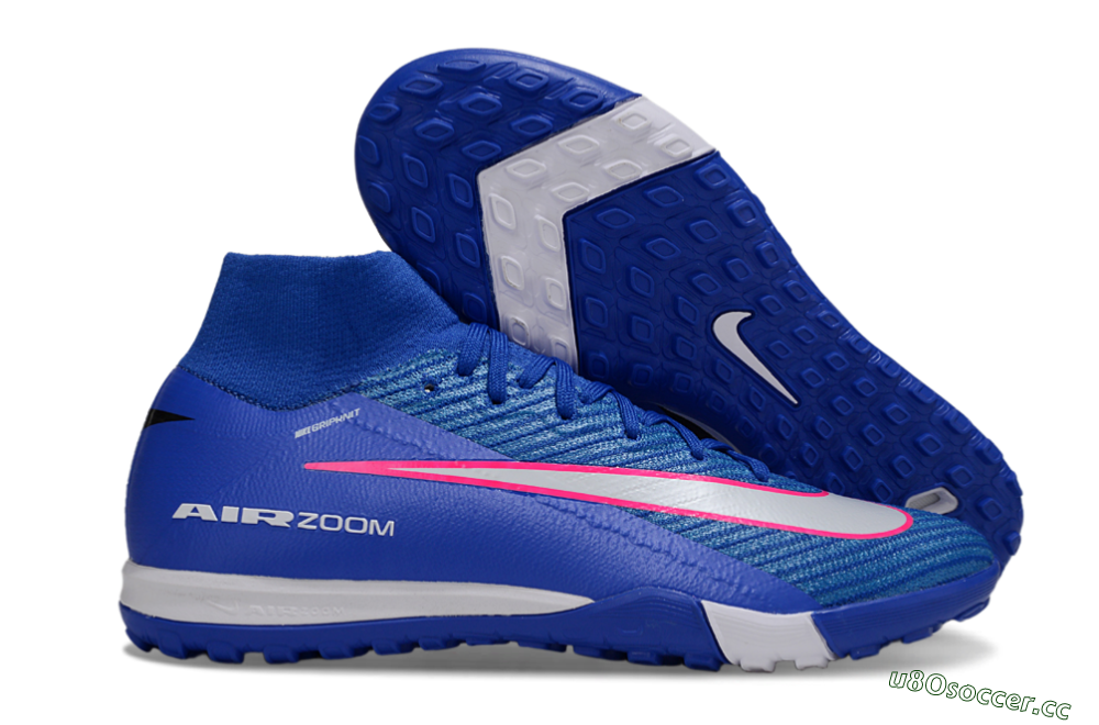 Unisex Nike Air Zoom Mercurial Superfly 10 Elite TF Artificial Turf High-Tops Football Shoes - Blue/Electric Blue/Neon Pink 2