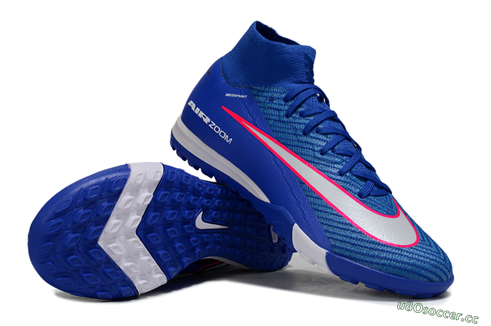 Unisex Nike Air Zoom Mercurial Superfly 10 Elite TF Artificial Turf High-Tops Football Shoes - Blue/Electric Blue/Neon Pink 1