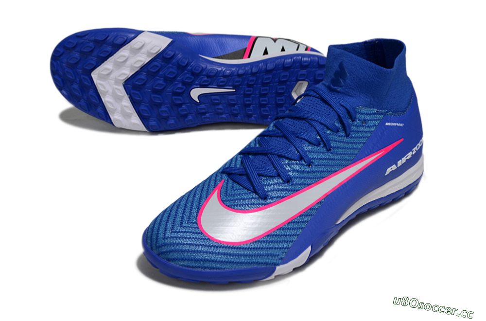 Unisex Nike Air Zoom Mercurial Superfly 10 Elite TF Artificial Turf High-Tops Football Shoes - Blue/Electric Blue/Neon Pink 3