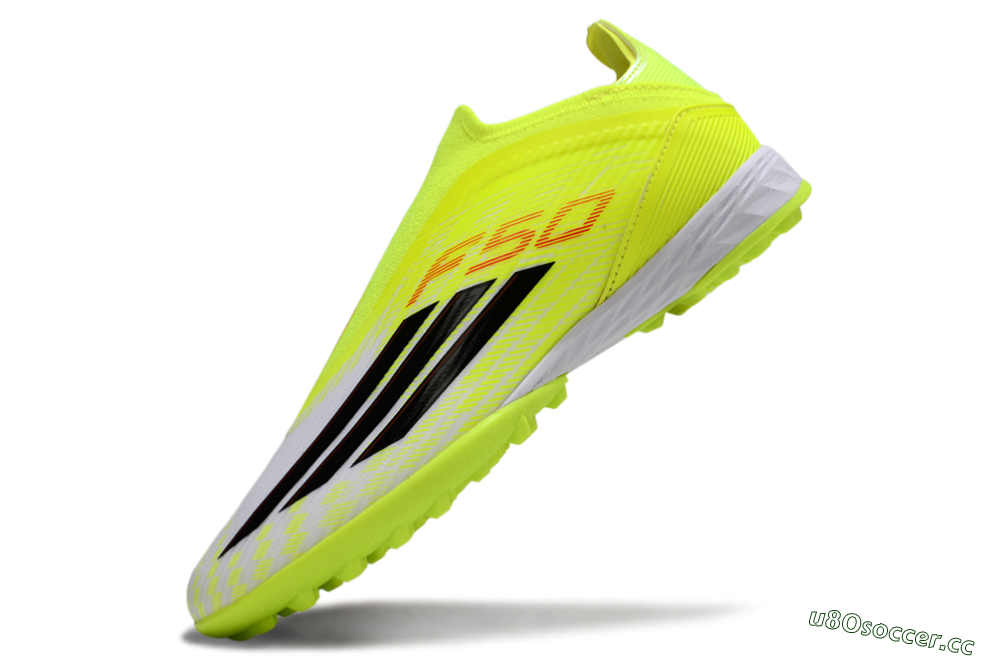 Unisex Adidas F50 Elite Laceless TF Artificial Turf Low-Tops Football Shoes - Yellow/Neon Yellow/Crisp White 6