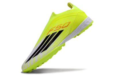 Unisex Adidas F50 Elite Laceless TF Artificial Turf Low-Tops Football Shoes - Yellow/Neon Yellow/Crisp White