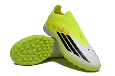 Unisex Adidas F50 Elite Laceless TF Artificial Turf Low-Tops Football Shoes - Yellow/Neon Yellow/Crisp White