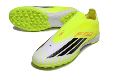 Unisex Adidas F50 Elite Laceless TF Artificial Turf Low-Tops Football Shoes - Yellow/Neon Yellow/Crisp White