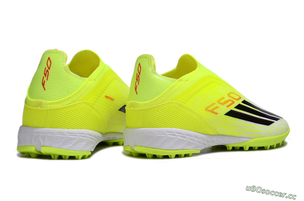 Unisex Adidas F50 Elite Laceless TF Artificial Turf Low-Tops Football Shoes - Yellow/Neon Yellow/Crisp White 7