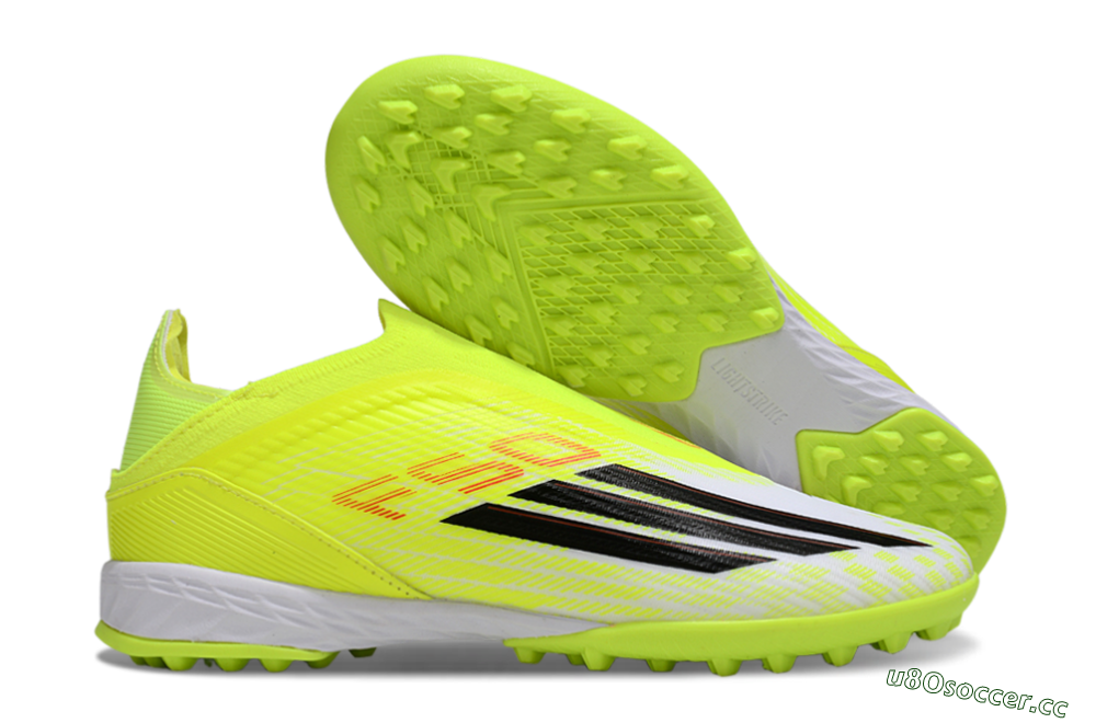 Unisex Adidas F50 Elite Laceless TF Artificial Turf Low-Tops Football Shoes - Yellow/Neon Yellow/Crisp White 2