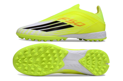 Unisex Adidas F50 Elite Laceless TF Artificial Turf Low-Tops Football Shoes - Yellow/Neon Yellow/Crisp White