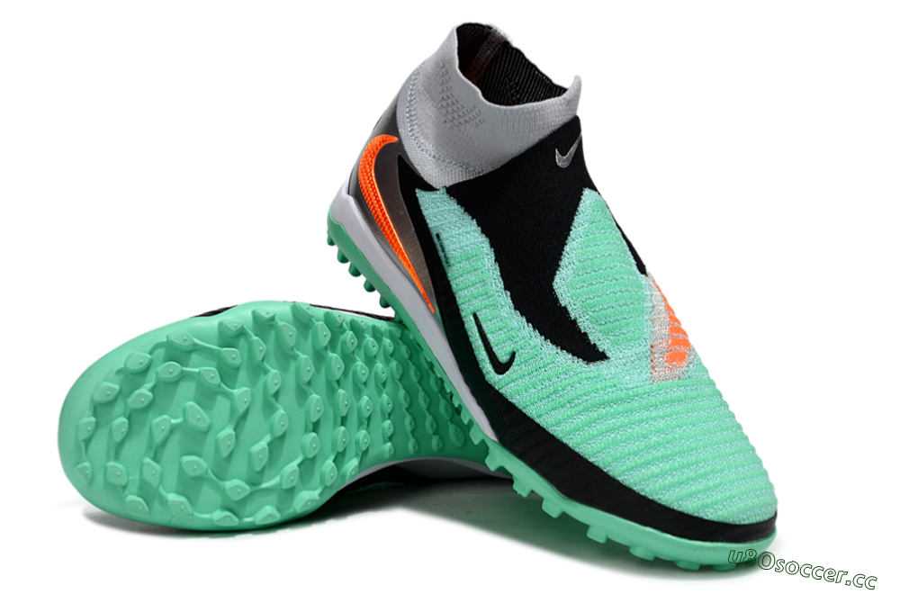 Unisex Nike Phantom 6 High Elite TF Artificial Turf High-Tops Football Shoes - Green/Aqua Mint/Neon Orange 4