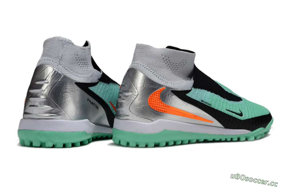 Unisex Nike Phantom 6 High Elite TF Artificial Turf High-Tops Football Shoes - Green/Aqua Mint/Neon Orange 7